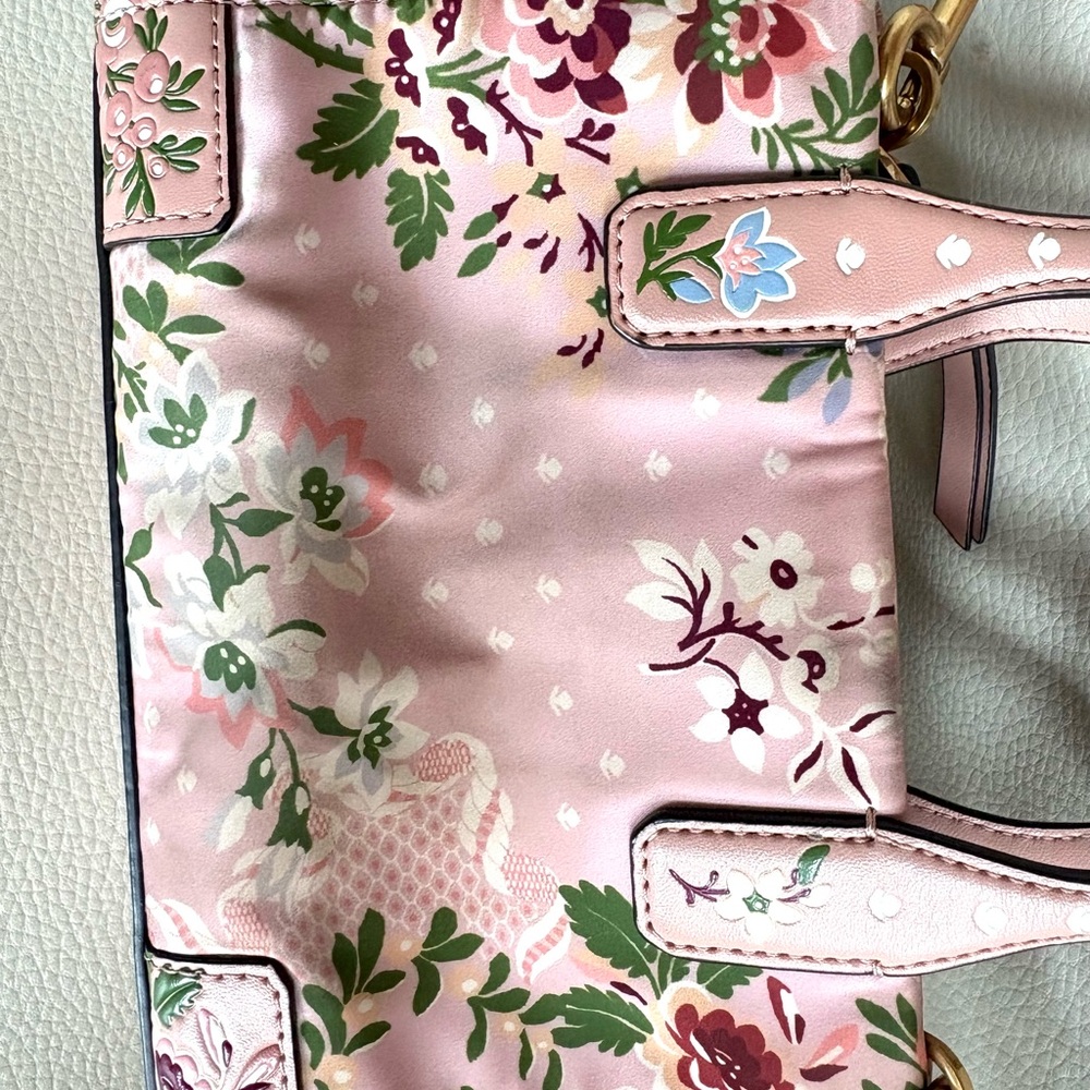 Rare Tory Burch Pink Floral Mini Ella aka Micro Ella Tote - Picture 5 of 14